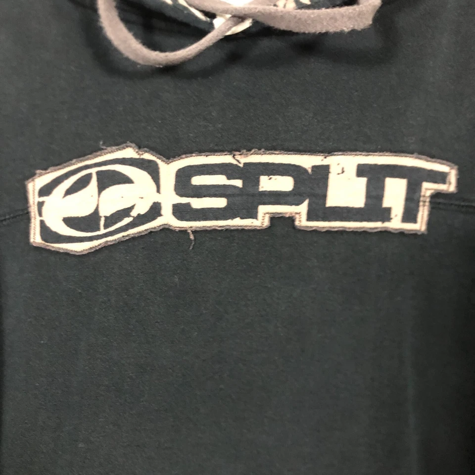 Pulôver masculino SPLIT com capuz XL preto vintage raro skate 1988 grunge Y2K retrô - Imagem 2 de 4