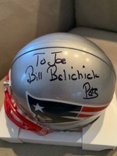 BILL BELICHICK HAND SIGNED PATRIOTS MINI HELMET        SIGNED TO JOE       JSA