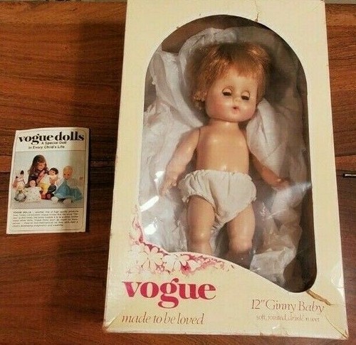 Vintage Vogue Ginny Drink Wet 12" Baby Puppe mit Originalkarton & Broschüre - Bild 1 von 9