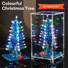 DIY 3D LED Christmas Tree Circuit Kit Glitter Electronic Learning Set + Shell