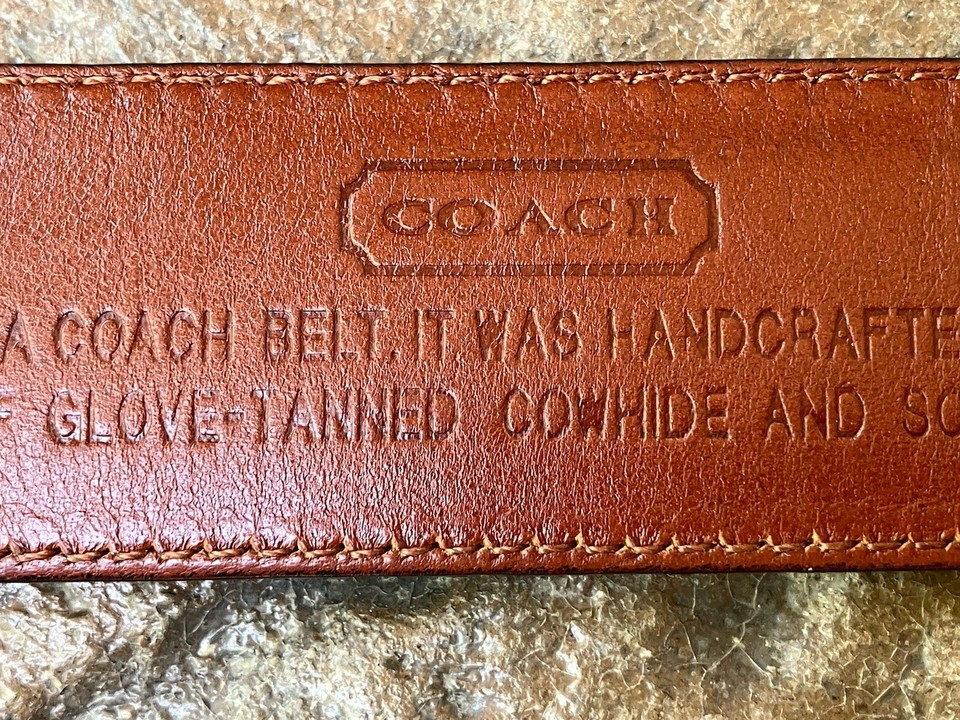 Vintage COACH Men’s Leather Glove Cowhide Belt Black 38” Solid Brass