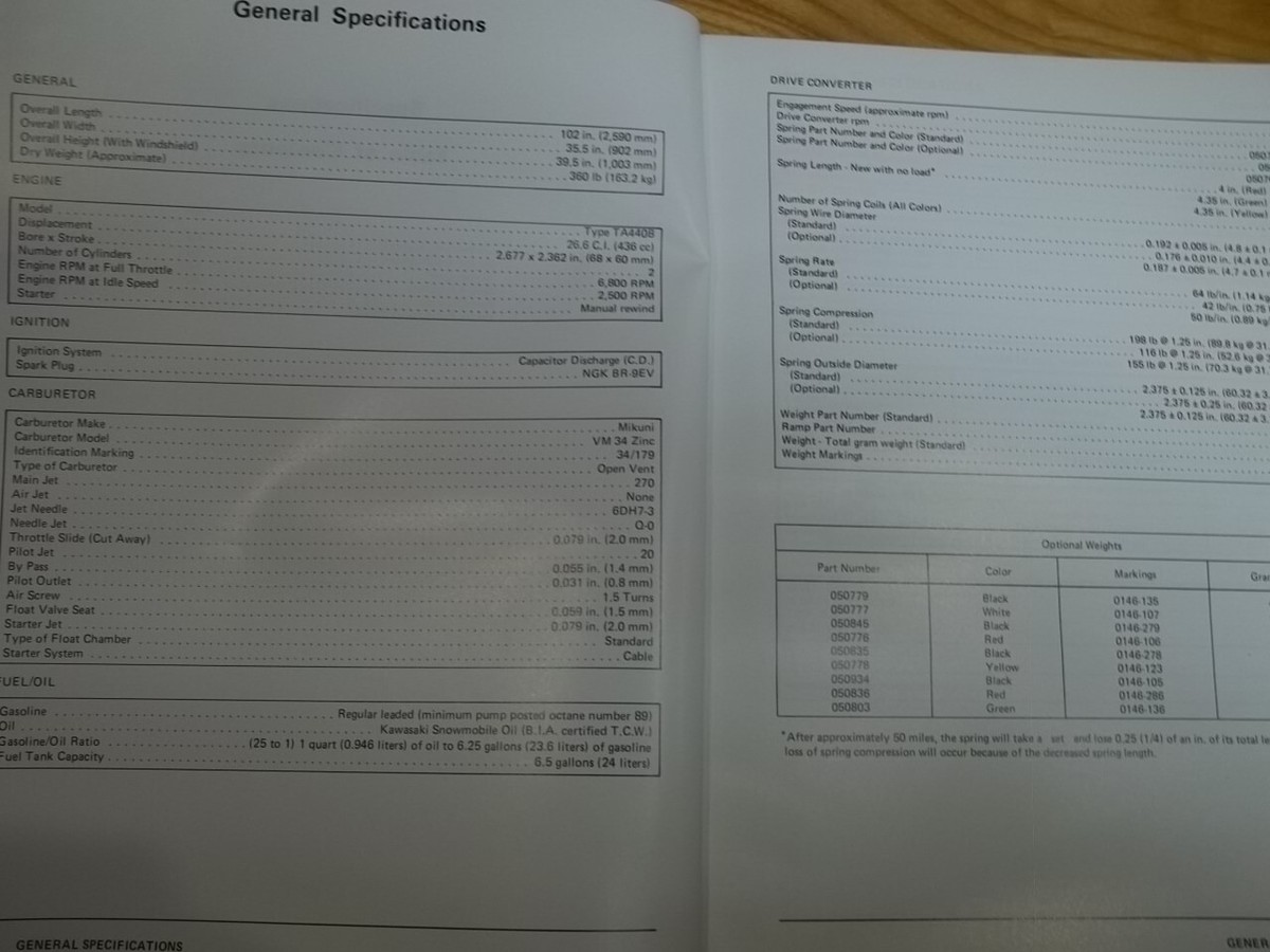 Kawasaki Intriguer SB440-A2 Snowmobile Shop Manual, 99963