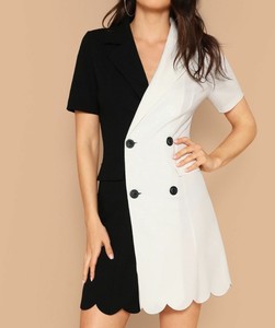 V-Neck-Short-Sleeve-Colorblock-Fit-and-Flare-Short-Blazer-Dress-Casual-Work