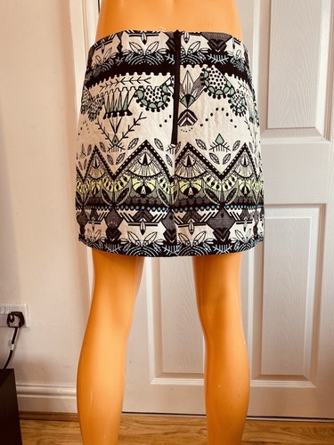 Topshop Cream Black Textured A-line Printed Short Skirt RRP €52 UK10 EU38  NWT - Bild 5 von 10