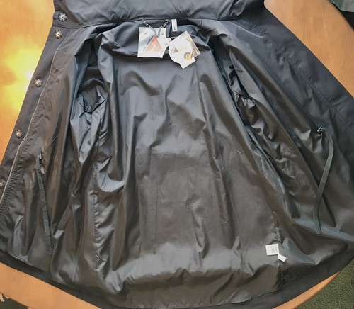 NWT Anorak Jacket Women L Black H2O Resistant Hid Hood Zip Snap Lined Rain Coat - Picture 13 of 24