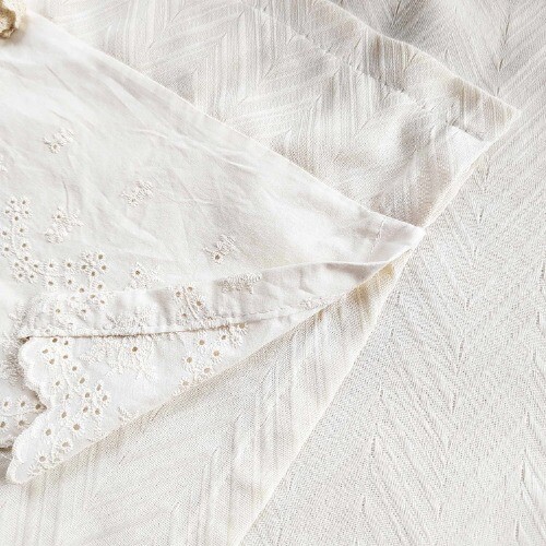 Beige Translucent Jacquard Short Curtain Embroidered Lace Bow Half Curtain - Picture 6 of 13
