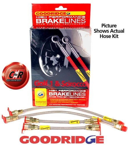 For1 Golf GTI Goodridge Braided Brake Hose 4 Line Kit:G1 - SVW0400-4P 4 Lines VW