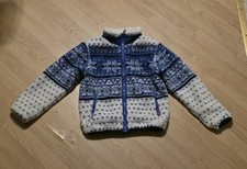 Polo Ralph Lauren Girls Fair-Isle Sherpa Teddy Full Zip Jacket White Blue M