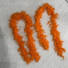SET OF 2 Bright Orange Feather Boa Scarf, Costume Accessory