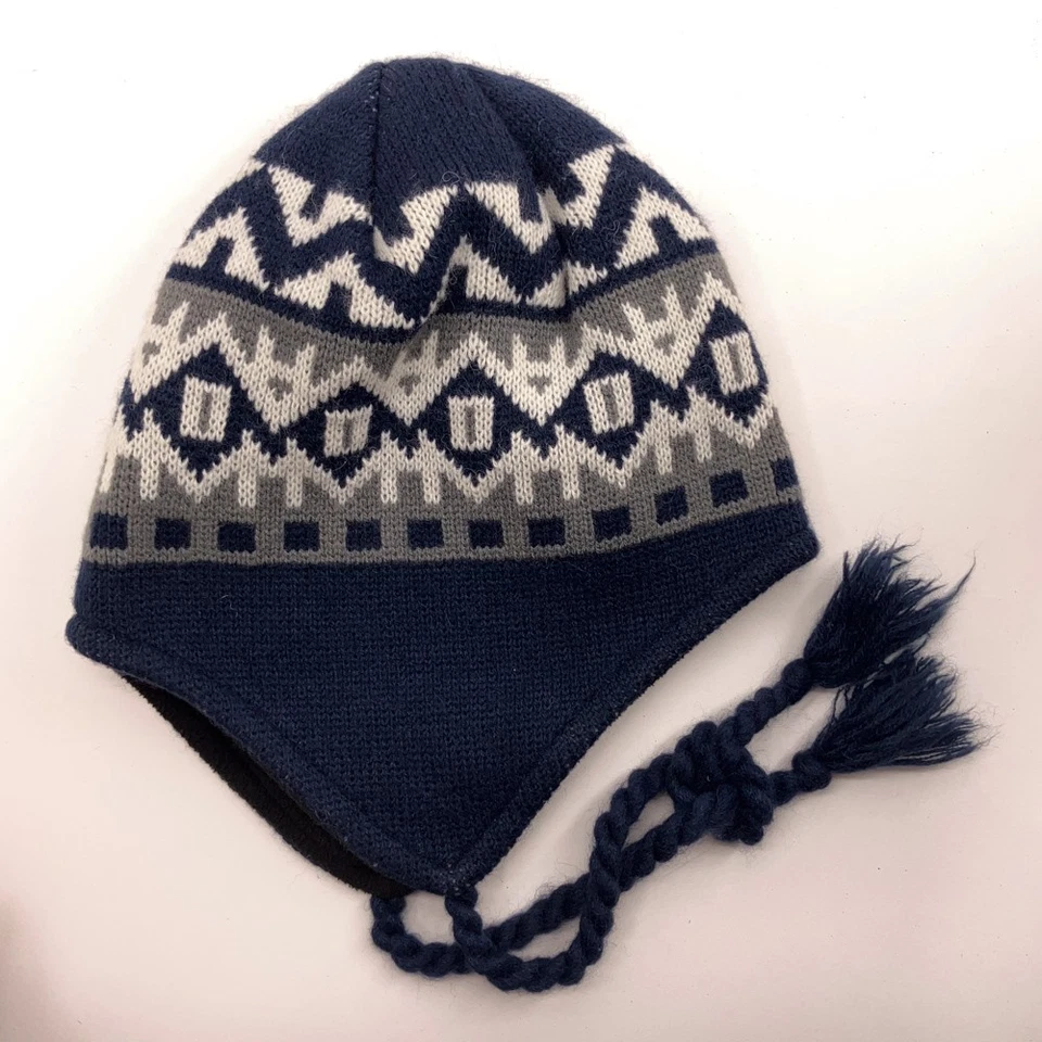 Boné Chaos azul branco mistura de lã aba de orelha peruana - Imagem 2 de 4