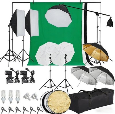 800W Photography Lighting Kit Backdrop Stand 8.5x10ft Umbrella Softbox