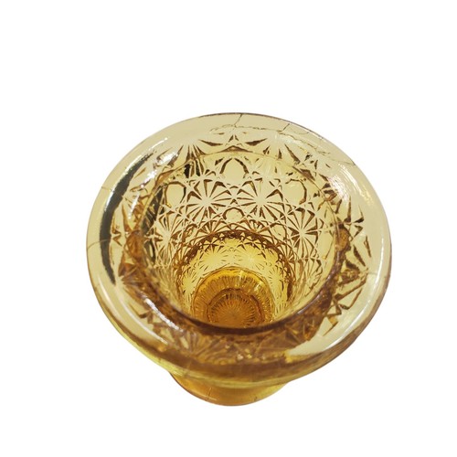 Vintage LE Smith Toothpick Holder Amber Glass Daisy Buttons 2.5” Mini - Picture 3 of 4