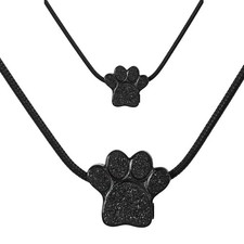 2 Pack Paw Print Heart Pet Ashes Memorial Necklace For Dog  Cat Ashes B-Black 