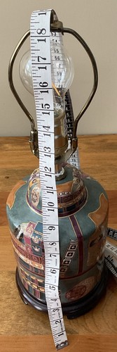 Library Book Desk Lamp Vintage Ornately Etched Ceramic, Wood Base **Tested 19”H - Picture 6 of 7