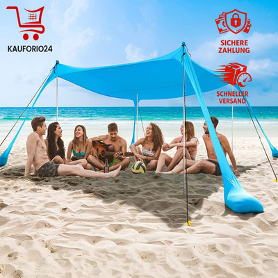 Sonnenschutz Strandmuschel UPF50+ Tragbar 2,1M x 2,1M Himmelblau für Picknick