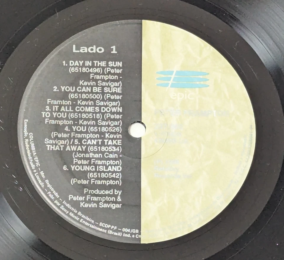 Peter Frampton - S/T BRAZIL 1st press Lp 1994 Epic - Image 3 of 3