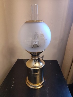 Vtg Brass Ship Lamp, E.S. Sorensen, Kobenhavn, Denmark, Approx 13.75'' Tall