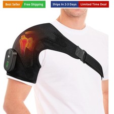 Cordless Heated Shoulder Massager Wrap, Portable Shoulder Brace Heating Pad w...
