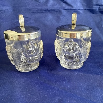 Vintage WMF Germany Glass Egg Coddler with Chrome Lid Set Of 2