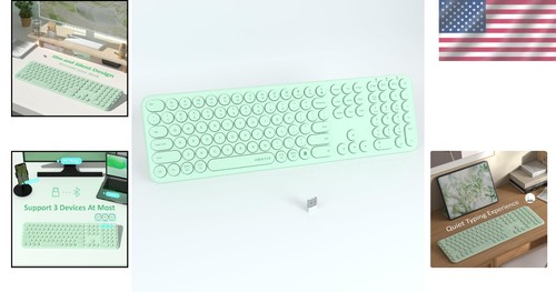 Slim Wireless Bluetooth & USB Keyboard - Quiet Scissor-Switch with Round Keycaps - Picture 2 of 8