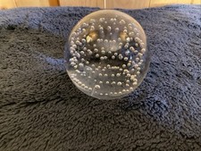 Clear Art Glass Sphere Globe Ball Bullicante Bubbles Paper Weight 3