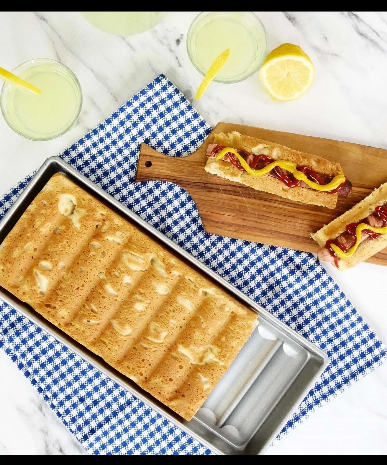 USA Pan Bakeware Nonstick New England Hot Dog Bun and Lobster Roll Loaf Pan, ...