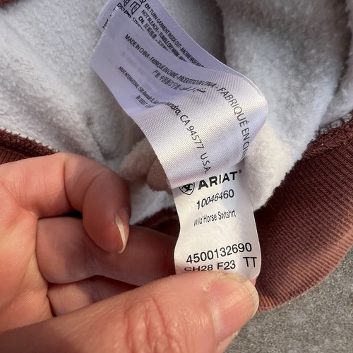 ARIAT Hoodie Graphic Sweatshirt Horse Cream Brown Cowgirl Western Girl Medium 10 - Picture 7 of 7