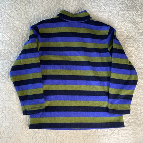 Pullover polar a rayas Hanna Andersson 8 niños 130 1/4 cremallera cuello púrpura azul - Imagen 4 de 10