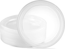 40 Pack Clear Plastic Plates 9 Inch Durable Disposable Plastic Dinner Plates