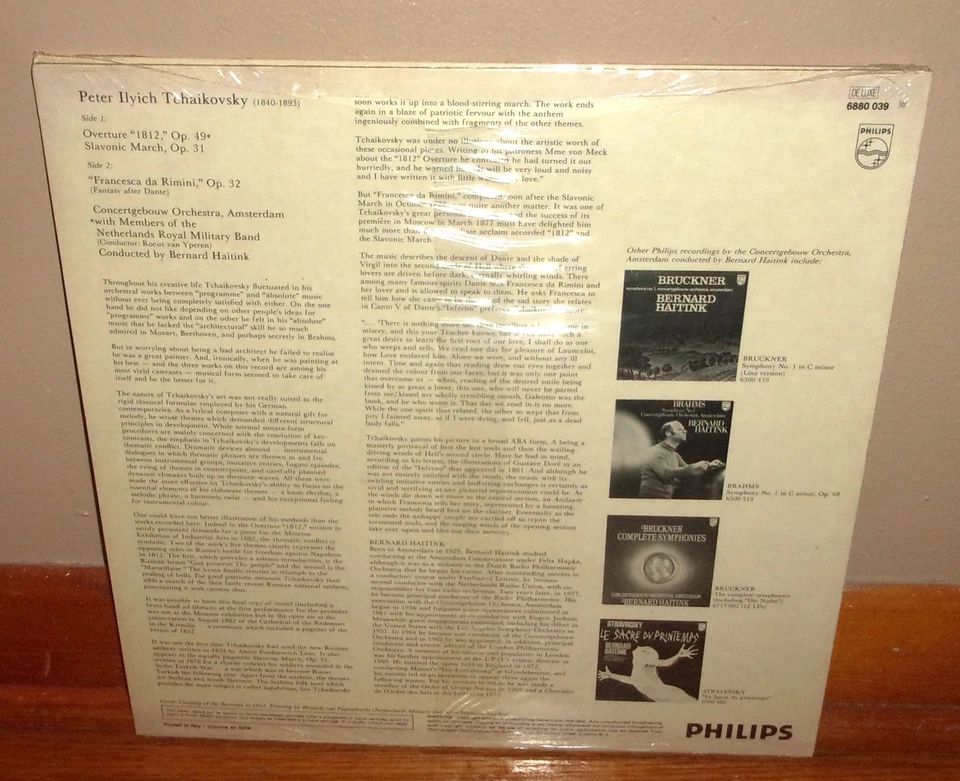 Philips Stereo 6880 039-Overture 1812-TCHAIKOVSKY-Haitink-BRAND NEW, SEALED lp! - Image 2 of 2