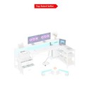Modern White Corner Desk with Ample Storage & LED Lighting for Gamers - 189x100