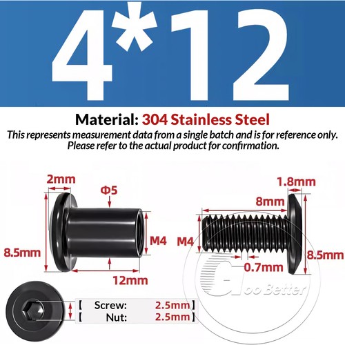 M2 M3 M4 FURNITURE CONNECTOR BOLTS & CAP NUTS JOINT UNIT A2 304 STAINLESS STEEL - Picture 49 of 63