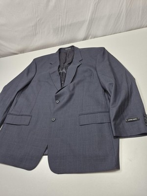 Christopher King's Suit Jacket Mens 50 Gray Wool Cashmere Plaid Super 120s FLAW