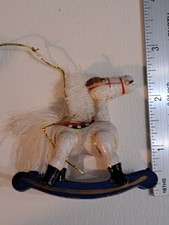 Vtg Wooden Rocking Horse Christmas Ornament from Taiwan  B41