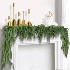 2 Pack Christmas Norfolk Pine Garlands 6FT, Real Touch Artificial Greenery Garla