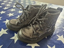 Girls Grey Metallic Glitter UGG lace up Boots. Size 10. Great Condition