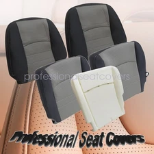 For Dodge Ram 09-12 Front Both Side Bottom + Top Seat Cover + Foam Cushion Gray