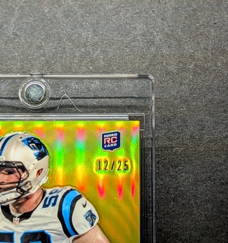 LUKE KUECHLY Rookie Auto 2012 Bowman Sterling Gold Refractor SP /25 RC - Picture 3 of 6