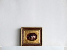 CADRE ANCIEN BOIS DORE PEINTURE HUILE "DEUX CHIENS"