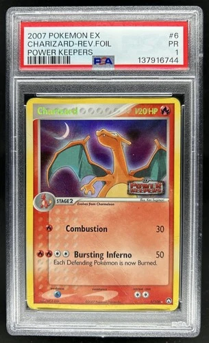 2007 Pokemon EX Power Keepers Charizard Reverse Holo #6/108 PSA 1