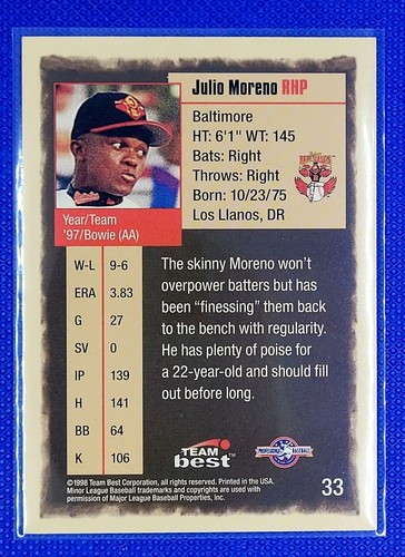 1998 Team Best #33 Julio Moreno - Picture 2 of 2