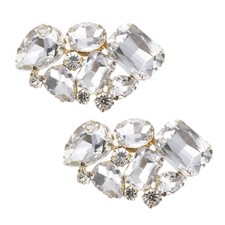 2pcs Rhinestone Shoe Clips Shoes Elegant Accessories for Women Gold