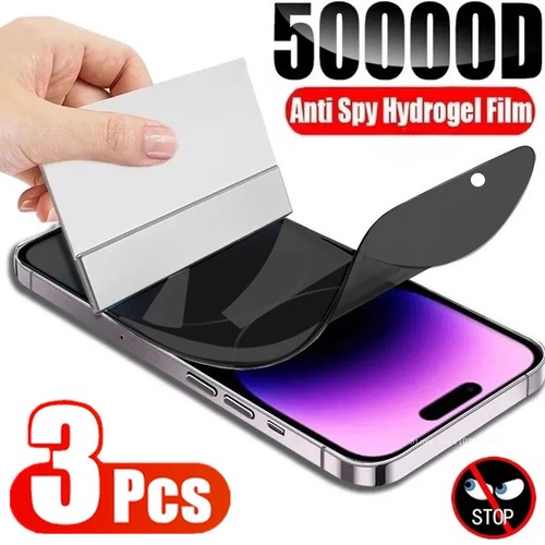 3Pcs Anti-Spy Hydrogel Film for iPhone 16 15 1413 12 11 14 16 Pro Max Privacy Sc - Photo 37 sur 37