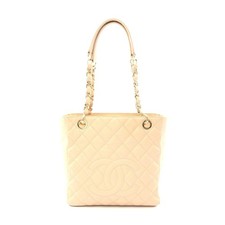 Chanel Matelasse Pst Tote Bag Leather Women Beige One Size