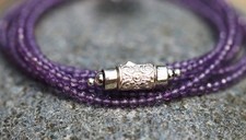 Dainty 2-3MM Amethyst Faceted Round Gemstone Beads Women Stress Necklace 24''