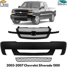 Front Bumper Cover Grille Assembly Kit For 2003-2007 Chevrolet Silverado 1500