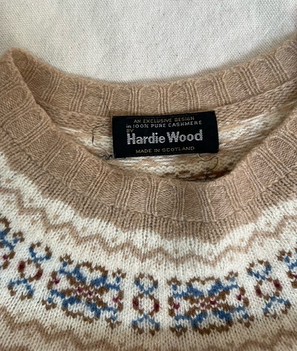 Suéter de Cachemira HARDIE WOOD Años 80 Fair Isle Yugo Mujeres Pequeño/XS Hecho en Escocia - Imagen 3 de 7