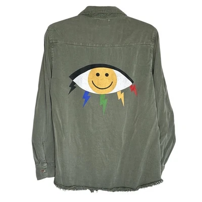 Lauren Moshi Sloane Color Punk Happy Eye Shirt Boho L Y2k Indie Grunge Graphic - Image 1 of 4