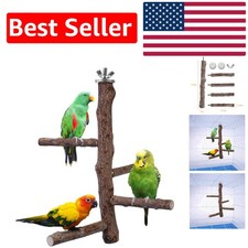 10" Natural Wood Bird Perch for Macaws, Lovebirds  Small Parrots - Cozy Habitat