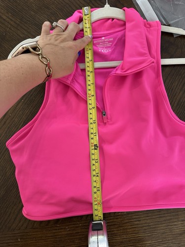 Camiseta corta de tenis ANTONIO MELANI para mujer talla grande rosa sin mangas media cremallera - Imagen 8 de 8